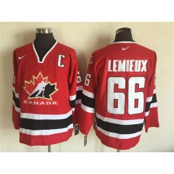 Team CA. #66 Red Mario Lemieux Black 2002 Olympic Nike Throwback Stitched NHL Jersey