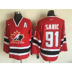 Team CA. #91 Red Joe Sakic Black 2002 Olympic Nike Throwback Stitched NHL Jersey