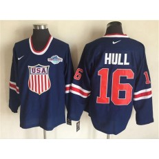 Team USA #16 Brett Hull Navy Blue 2014 Olympic Nike Throwback Stitched NHL Jersey