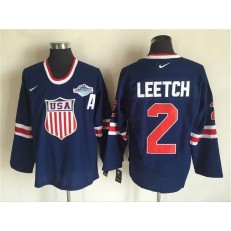Team USA #2 Brian Leetch Navy Blue 2014 Olympic Nike Throwback Stitched NHL Jersey