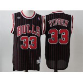 Chicago Bulls #33 Scottie Pippen Black Stripe Throwback Stitched NBA Jersey