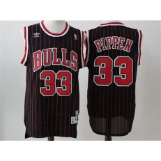 Chicago Bulls #33 Scottie Pippen Black Stripe Throwback Stitched NBA Jersey