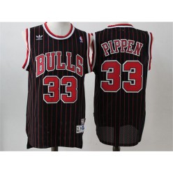 Chicago Bulls #33 Scottie Pippen Black Stripe Throwback Stitched NBA Jersey