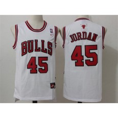 Chicago Bulls #45 Michael Jordan White Throwback Stitched NBA Jersey