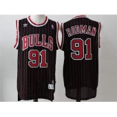 Chicago Bulls #91 Dennis Rodman Black Stripe Throwback Stitched NBA Jersey