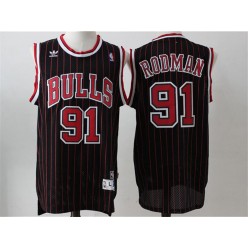 Chicago Bulls #91 Dennis Rodman Black Stripe Throwback Stitched NBA Jersey