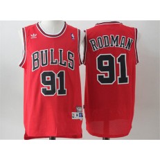 Chicago Bulls #91 Dennis Rodman Red Throwback Stitched NBA Jersey