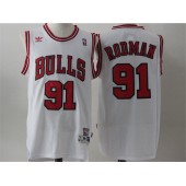 Chicago Bulls #91 Dennis Rodman White Throwback Stitched NBA Jersey