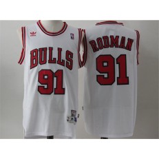 Chicago Bulls #91 Dennis Rodman White Throwback Stitched NBA Jersey