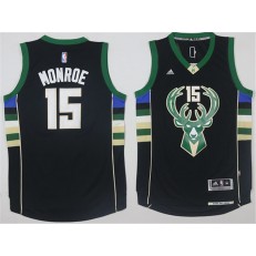 Milwaukee Bucks #15 Greg Monroe Black 2015 Stitched NBA Jersey