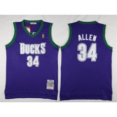 Milwaukee Bucks #34 Ray Allen Purple Stitched NBA Jersey