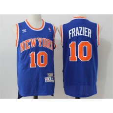 New York Knicks #10 Walt Frazier Blue Throwback Stitched NBA Jersey