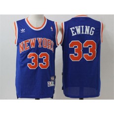 New York Knicks #33 Patrick Ewing Blue Throwback Stitched NBA Jersey