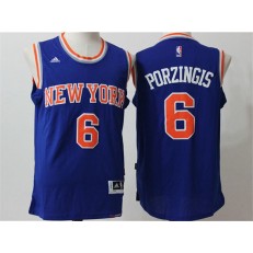 New York Knicks #6 Kristaps Porzingis Blue 2016 Stitched NBA Jersey