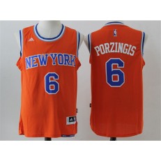 New York Knicks #6 Kristaps Porzingis Orange 2016 Stitched NBA Jersey