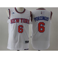 New York Knicks #6 Kristaps Porzingis White 2016 Stitched NBA Jersey