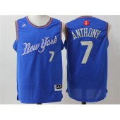 New York Knicks #7 Carmelo Anthony Blue Christmas Edition Stitched NBA Jersey