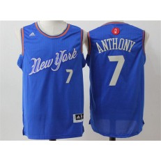 New York Knicks #7 Carmelo Anthony Blue Christmas Edition Stitched NBA Jersey