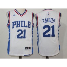 Philadelphia 76ers #21 Joel Embiid White 2016 Stitched NBA Jersey