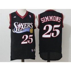 Philadelphia 76ers #25 Ben Simmons Black Throwback Stitched NBA Jersey