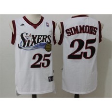 Philadelphia 76ers #25 Ben Simmons White Throwback Stitched NBA Jersey