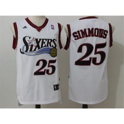 Philadelphia 76ers #25 Ben Simmons White Throwback Stitched NBA Jersey
