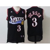 Philadelphia 76ers #3 Allen Iverson Black Throwback Stitched NBA Jersey