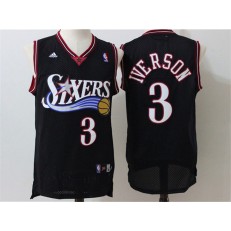 Philadelphia 76ers #3 Allen Iverson Black Throwback Stitched NBA Jersey