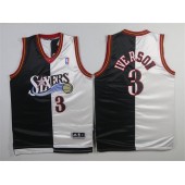 Philadelphia 76ers #3 Allen Iverson Split Special Edition Black White Stitched NBA Jersey