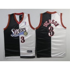 Philadelphia 76ers #3 Allen Iverson Split Special Edition Black White Stitched NBA Jersey