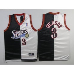 Philadelphia 76ers #3 Allen Iverson Split Special Edition Black White Stitched NBA Jersey
