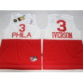 Philadelphia 76ers #3 Allen Iverson White Red Nike Throwback Stitched NBA Jersey