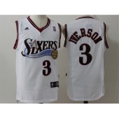 Philadelphia 76ers #3 Allen Iverson White Throwback Stitched NBA Jersey