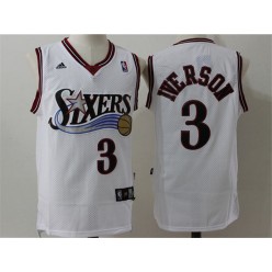 Philadelphia 76ers #3 Allen Iverson White Throwback Stitched NBA Jersey