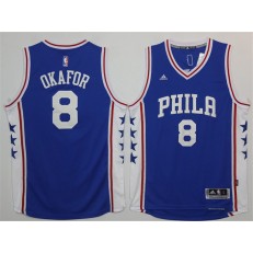Philadelphia 76ers #8 Jahlil Okafor Blue 2015 Stitched NBA Jersey