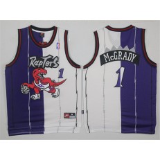 Toronto Raptors #1 Tracy McGrady Blue White Split Stitched NBA Jersey