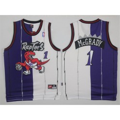 Toronto Raptors #1 Tracy McGrady Blue White Split Stitched NBA Jersey