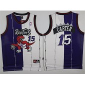 Toronto Raptors #15 Vince Carter Blue White Split Stitched NBA Jersey