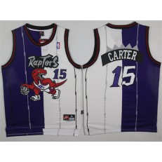 Toronto Raptors #15 Vince Carter Blue White Split Stitched NBA Jersey