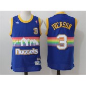 Denver Nuggets #3 Allen Iverson Light Blue Rainbow Throwback Stitched NBA Jersey