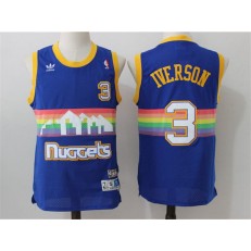 Denver Nuggets #3 Allen Iverson Light Blue Rainbow Throwback Stitched NBA Jersey