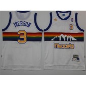 Denver Nuggets #3 Allen Iverson White Rainbow Throwback Stitched NBA Jersey