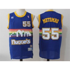 Denver Nuggets #55 Dikembe Mutombo Light Blue Rainbow Throwback Stitched NBA Jersey
