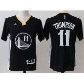 Golden States Warriors #11 Klay Thompson Black Short Sleeve 2015 Stitched NBA Jersey