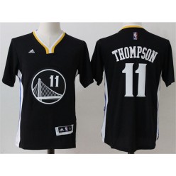 Golden States Warriors #11 Klay Thompson Black Short Sleeve 2015 Stitched NBA Jersey