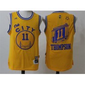 Golden States Warriors #11 Klay Thompson Yellow The City 2016 Stitched NBA Jersey