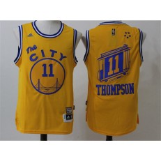 Golden States Warriors #11 Klay Thompson Yellow The City 2016 Stitched NBA Jersey