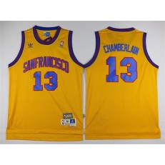Golden States Warriors #13 Wilton Norman Chamberlain Yellow Throwback Stitched NBA Jersey