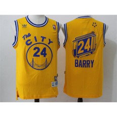 Golden States Warriors #24 Rick Barry Yellow The City 2016 Stitched NBA Jersey