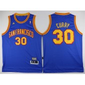 Golden States Warriors #30 Stephen Curry Blue Throwback Stitched NBA Jersey